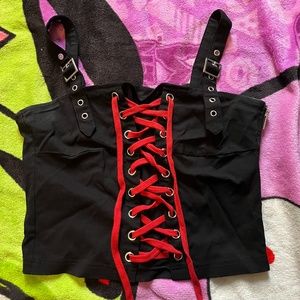 DOLLS KILL SCENE QUEEN LACE UP TOP L